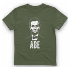 Abe Lincoln Portrait T-Shirt - Military Green front