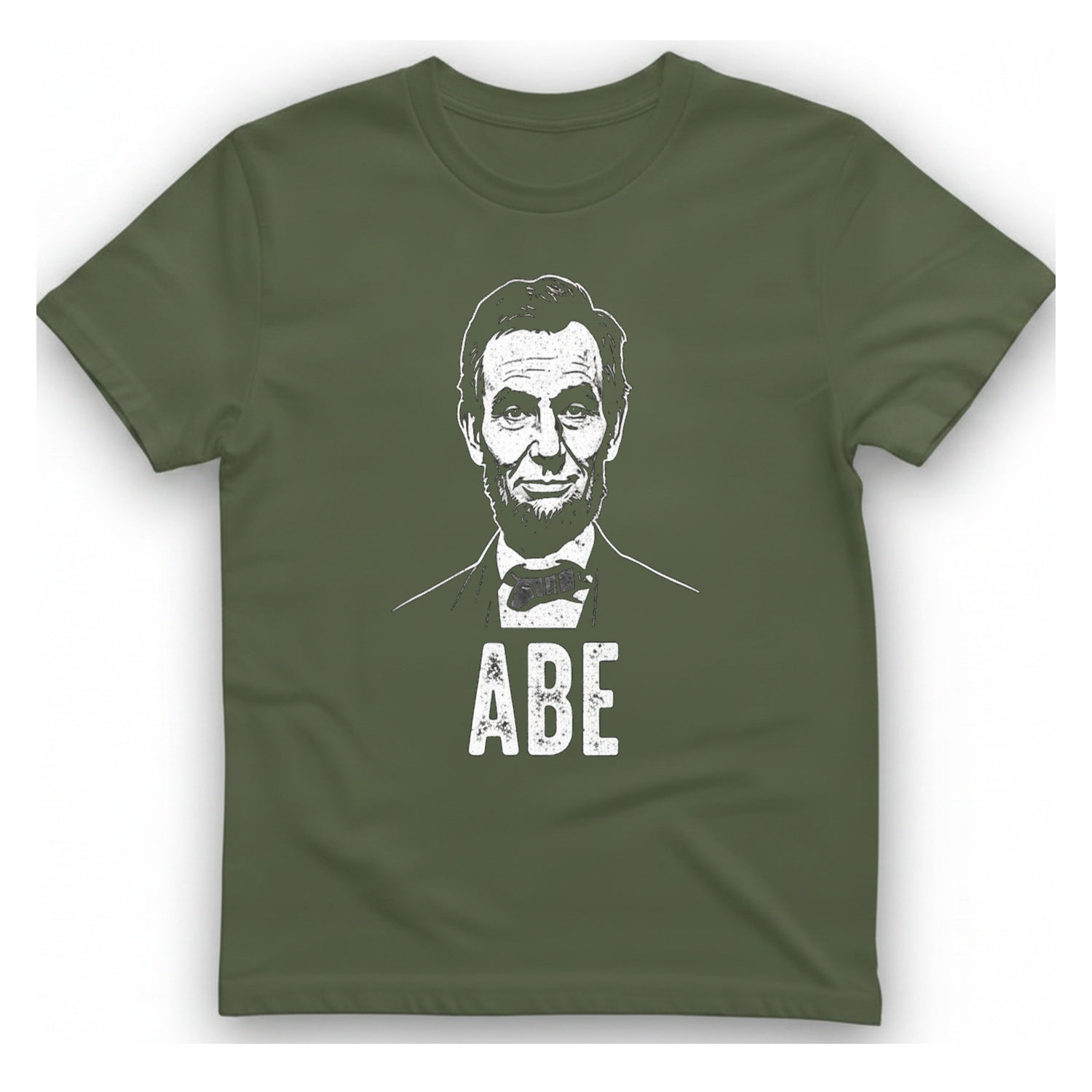 Abe Lincoln Portrait T-Shirt - Military Green front