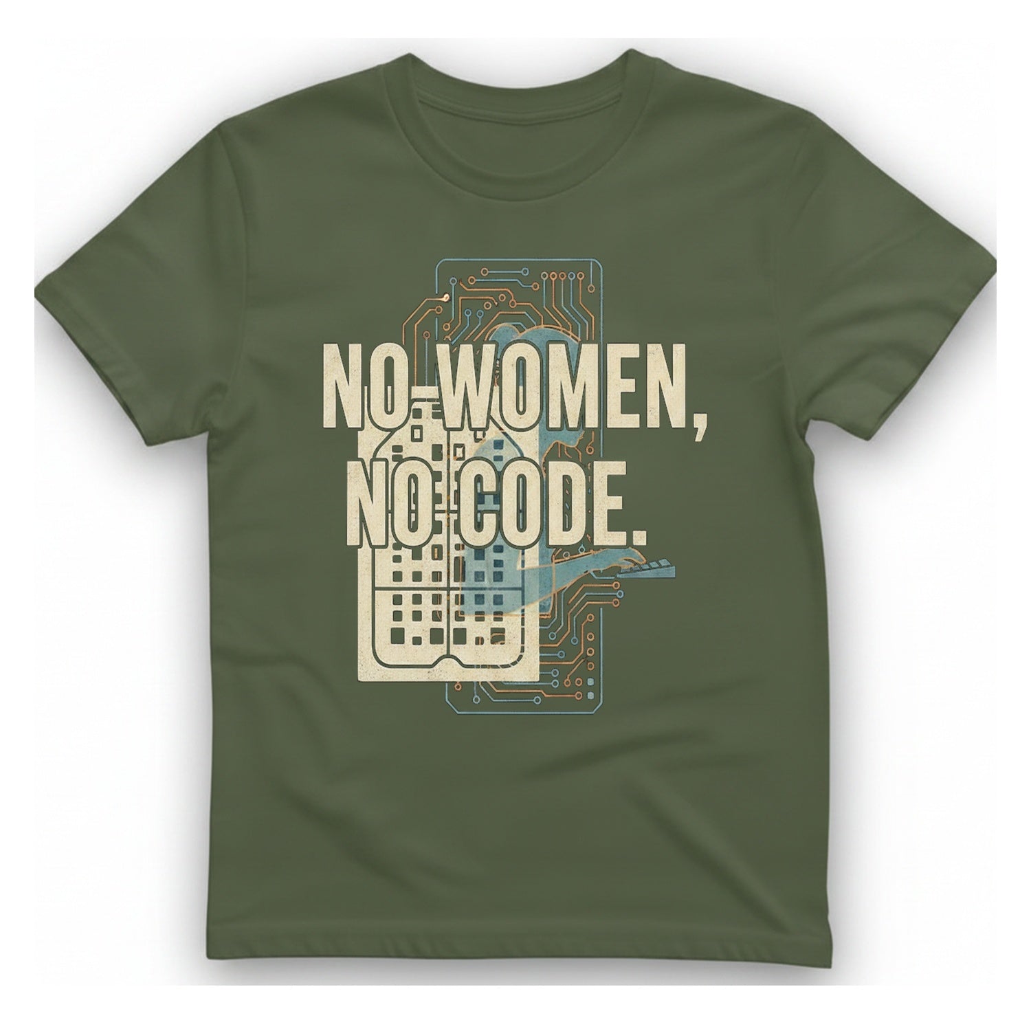 No Women No Code T-Shirt - Military Green front