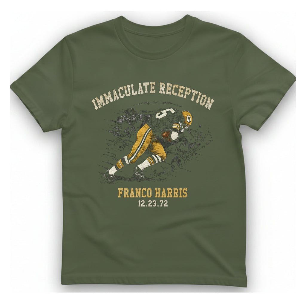 Immaculate Reception Franco Harris T-Shirt - Military Green front