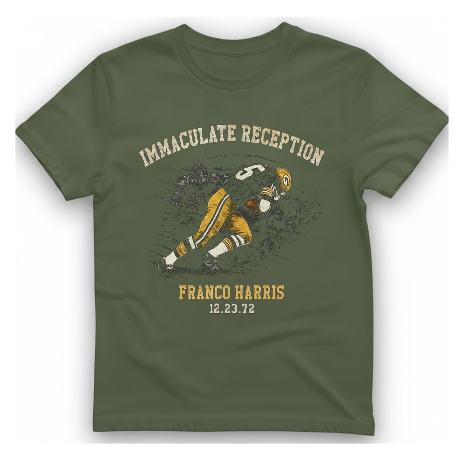 Immaculate Reception Franco Harris T-Shirt - Military Green front