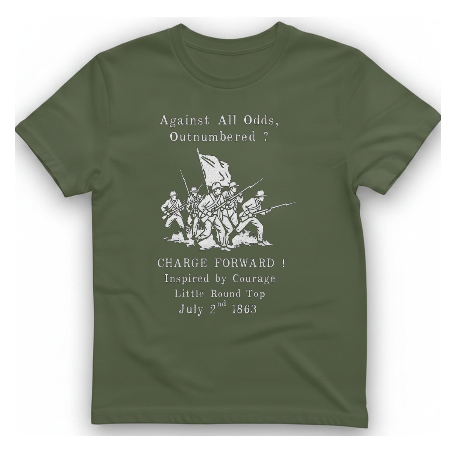 Little Round Top Charge T-Shirt - Military Green front