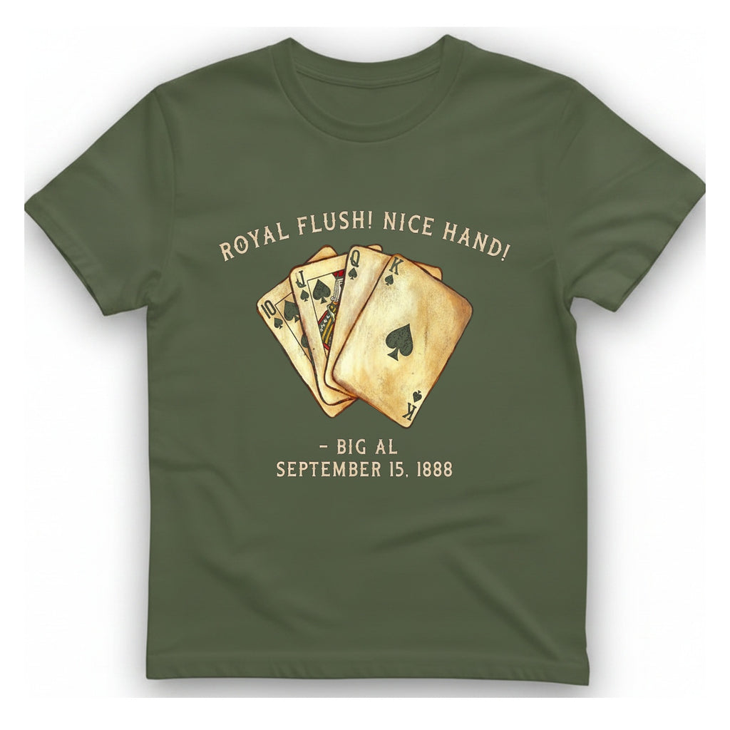Royal Flush Hand T-Shirt - Military Green front