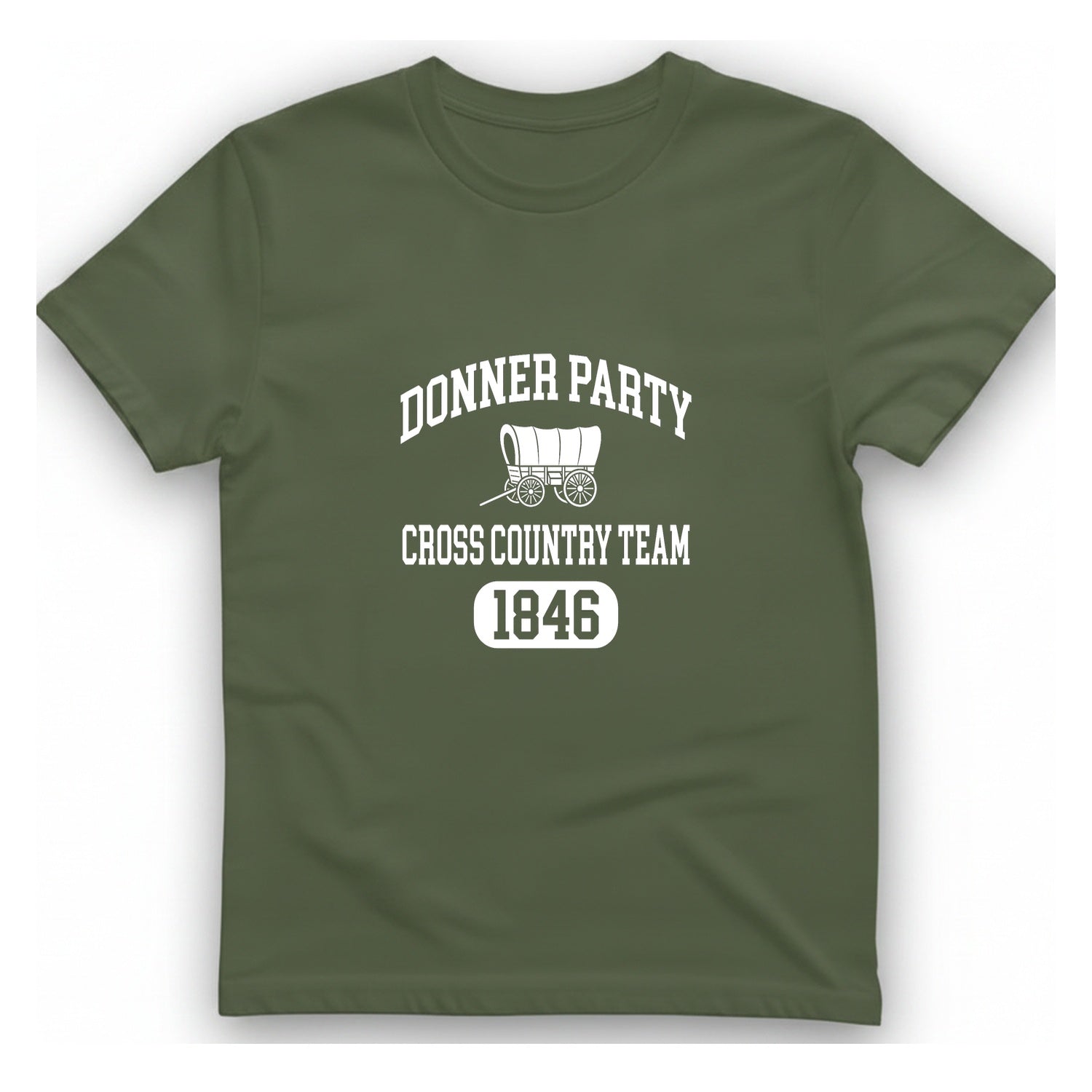 Donner Party Cross Country Team T-Shirt - Military Green front