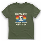 Floppy Disk Memorial T-Shirt - Military Green front