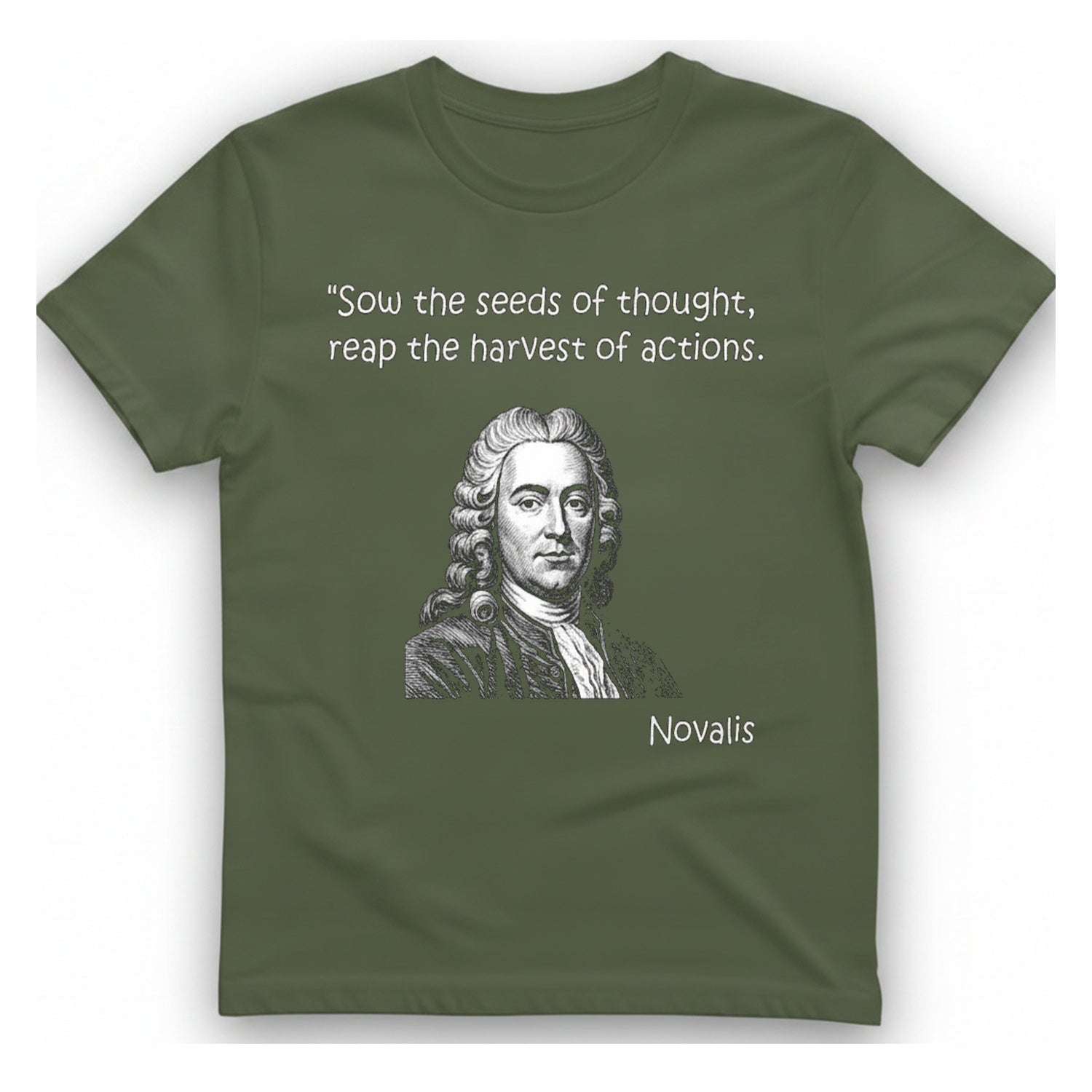 Novalis Seeds Thought T-Shirt - Military Green front