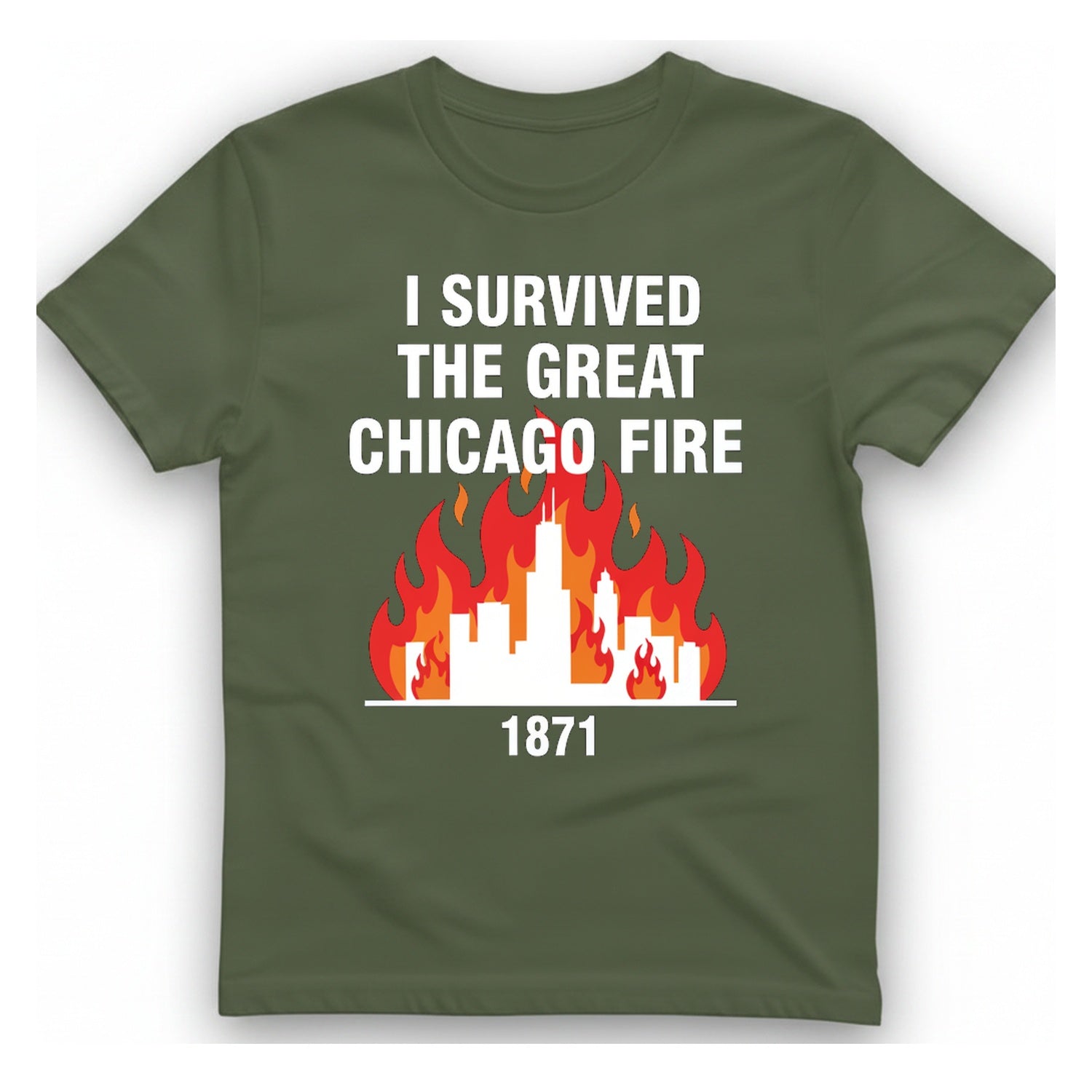 Great Chicago Fire Classic T-Shirt - Military Green front