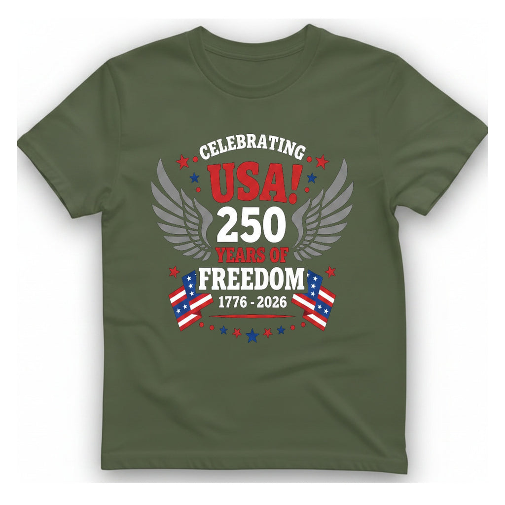 Usa Years Freedom T-Shirt - Military Green front