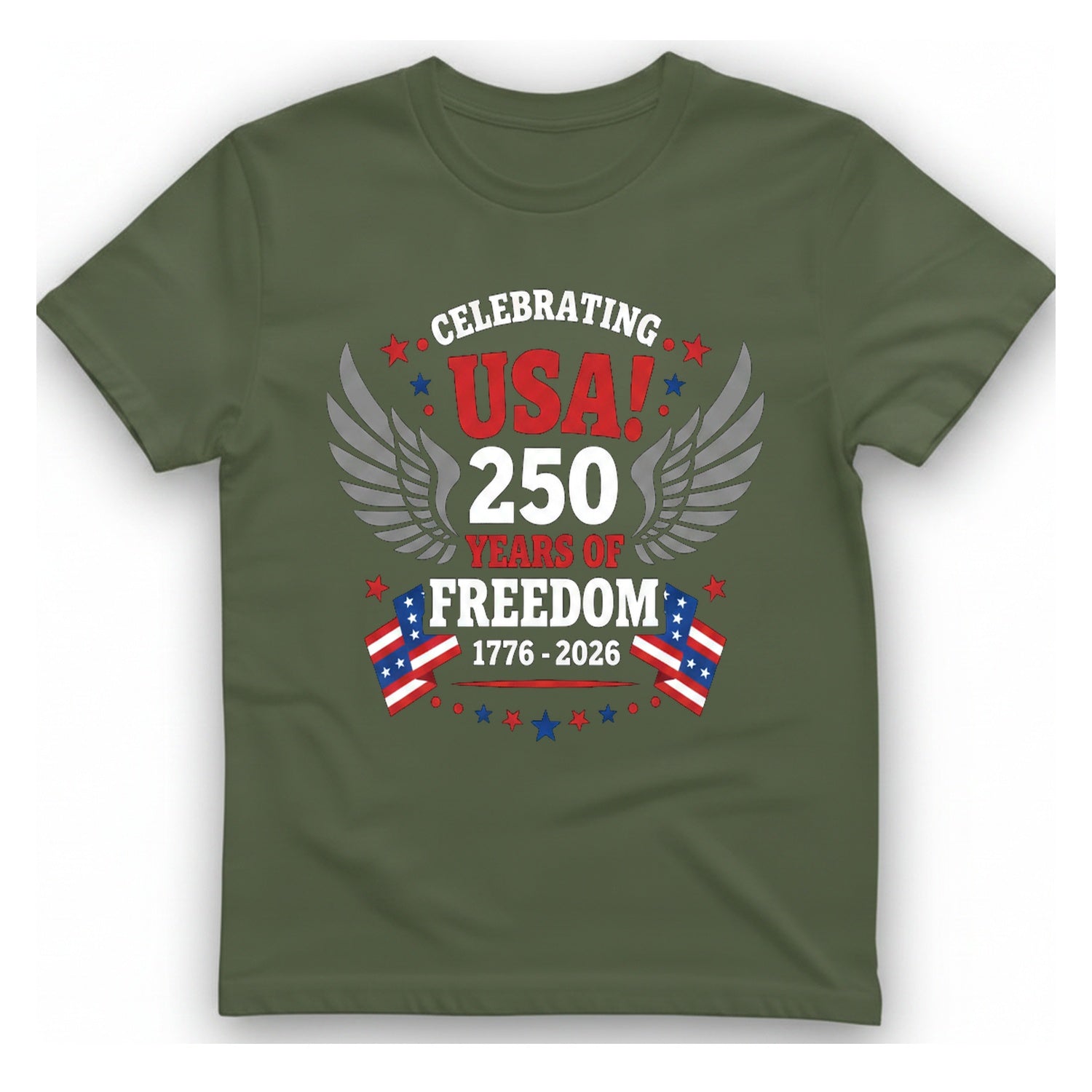 Usa Years Freedom T-Shirt - Military Green front