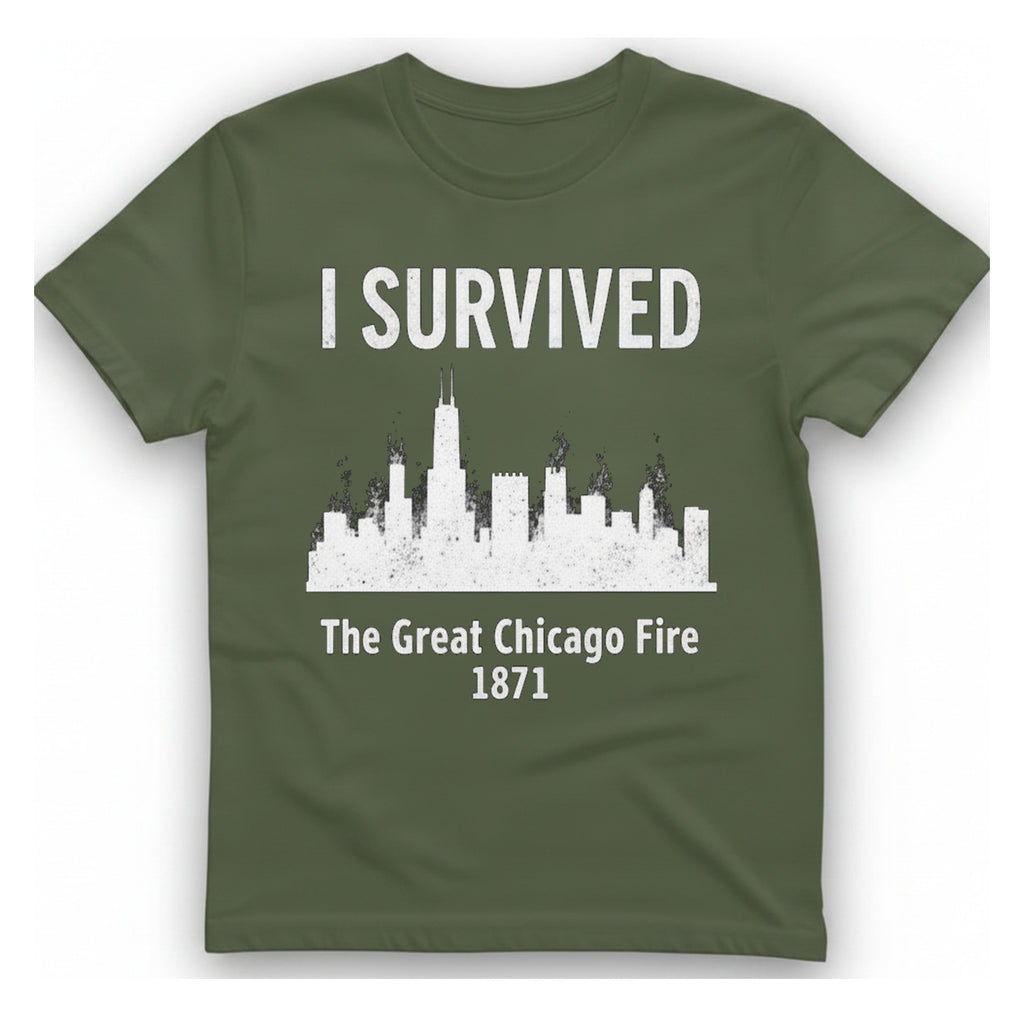 I Survived The Great Chicago T-Shirt - Military Green front