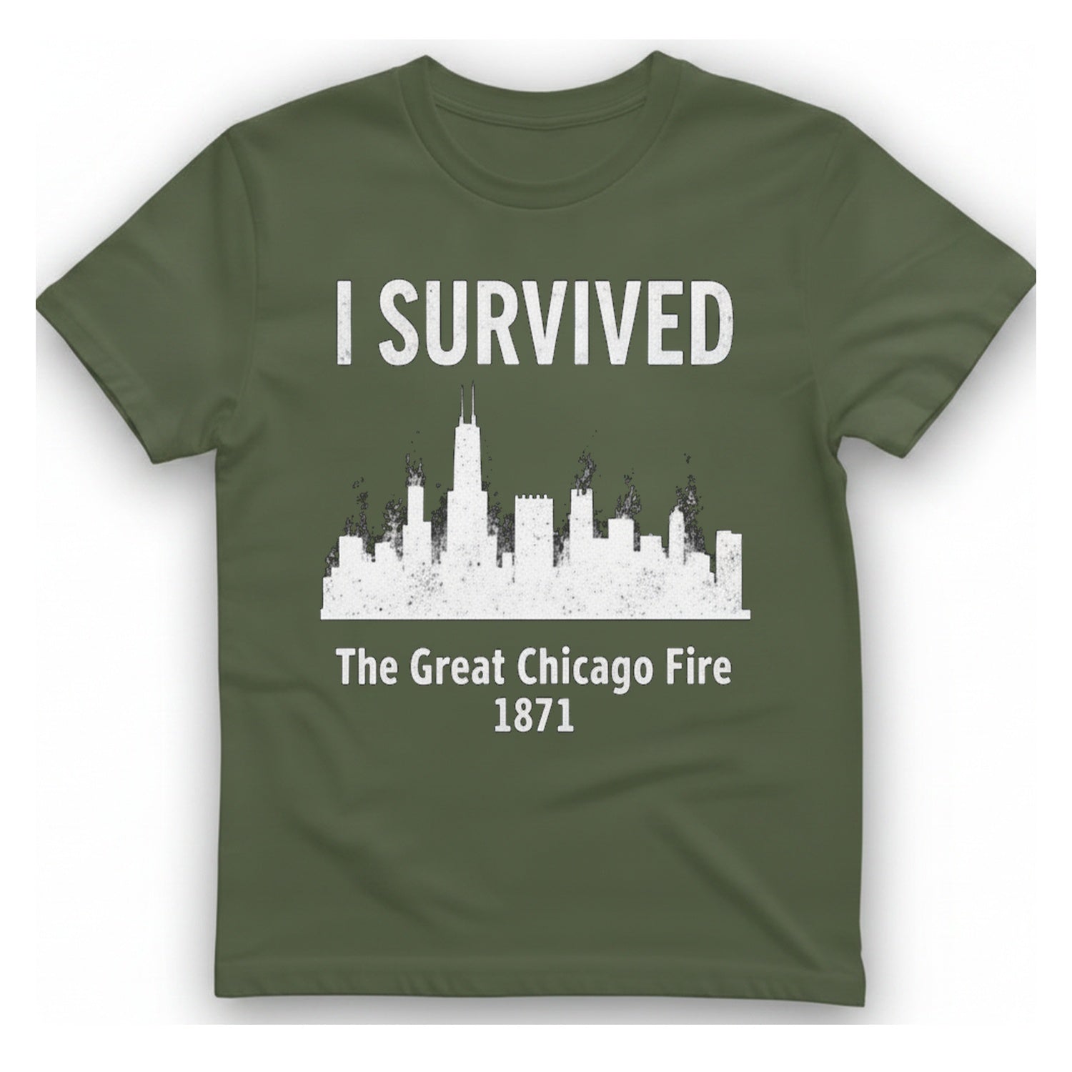 I Survived The Great Chicago T-Shirt - Military Green front