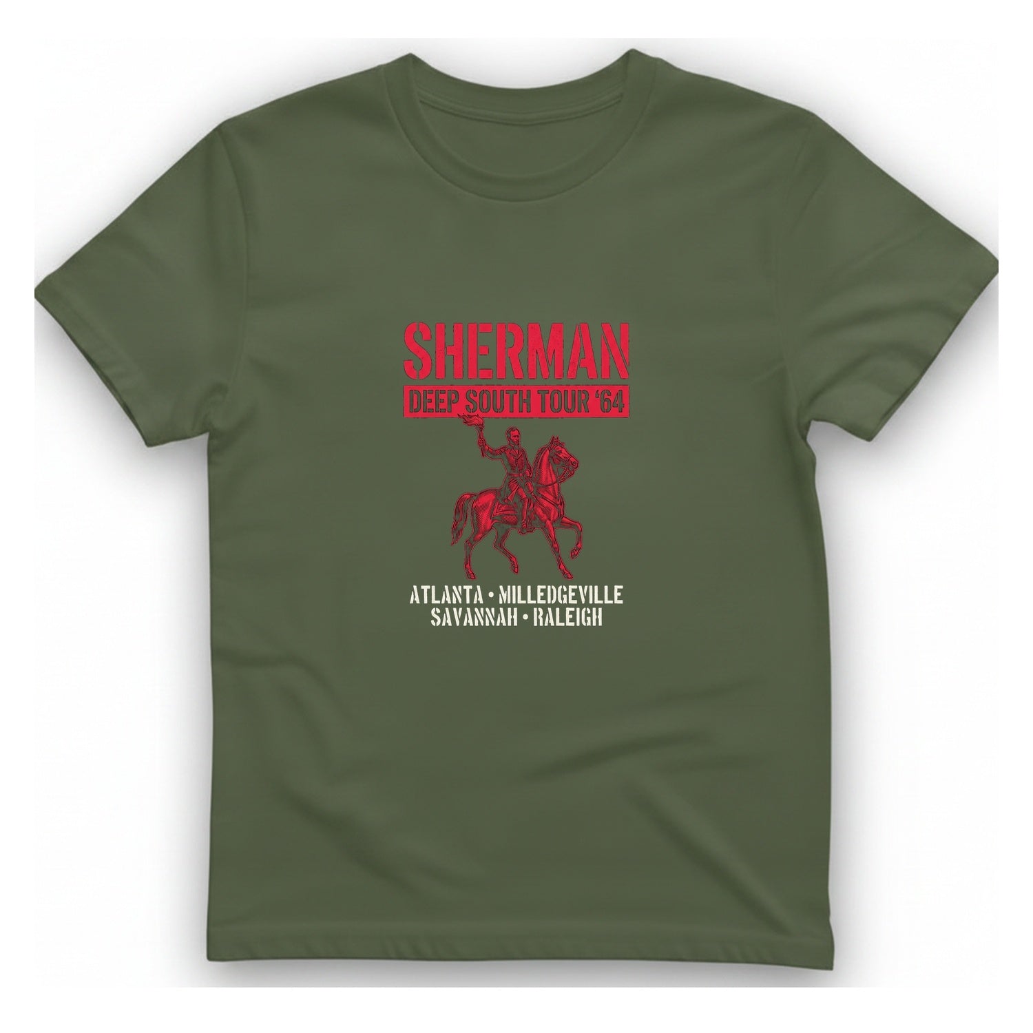 Sherman Deep South Tour Vintage T-Shirt - Military Green front
