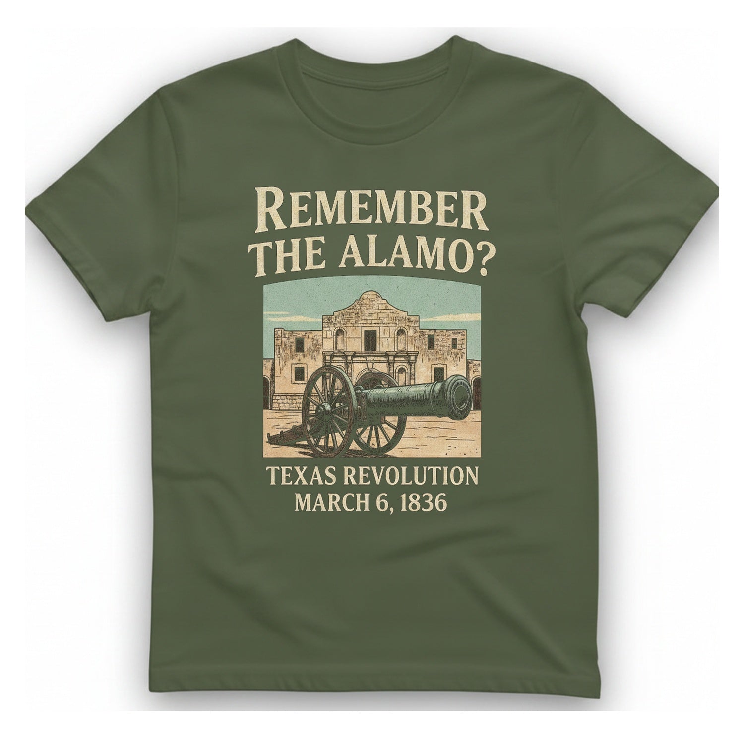 Remember The Alamo T-Shirt - Military Green front