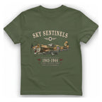 Sky Sentinels Fighter Plane T-Shirt - Military Green front