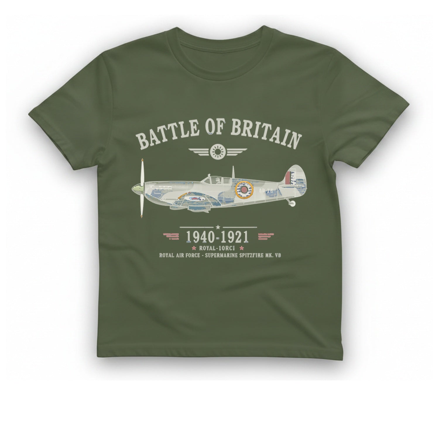Battle of Britain Spitfire T-Shirt - Military Green front