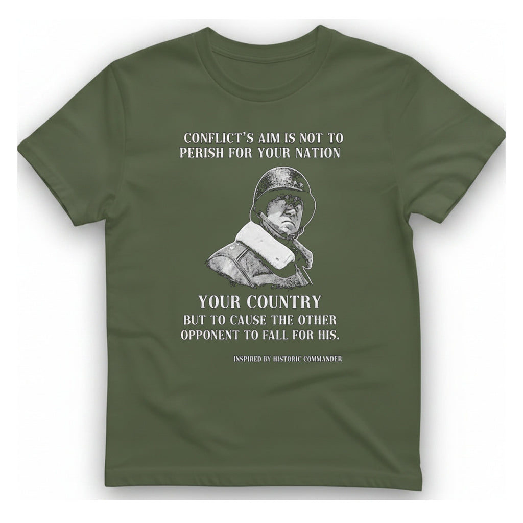 Historic Commander Quote T-Shirt - Military Green front