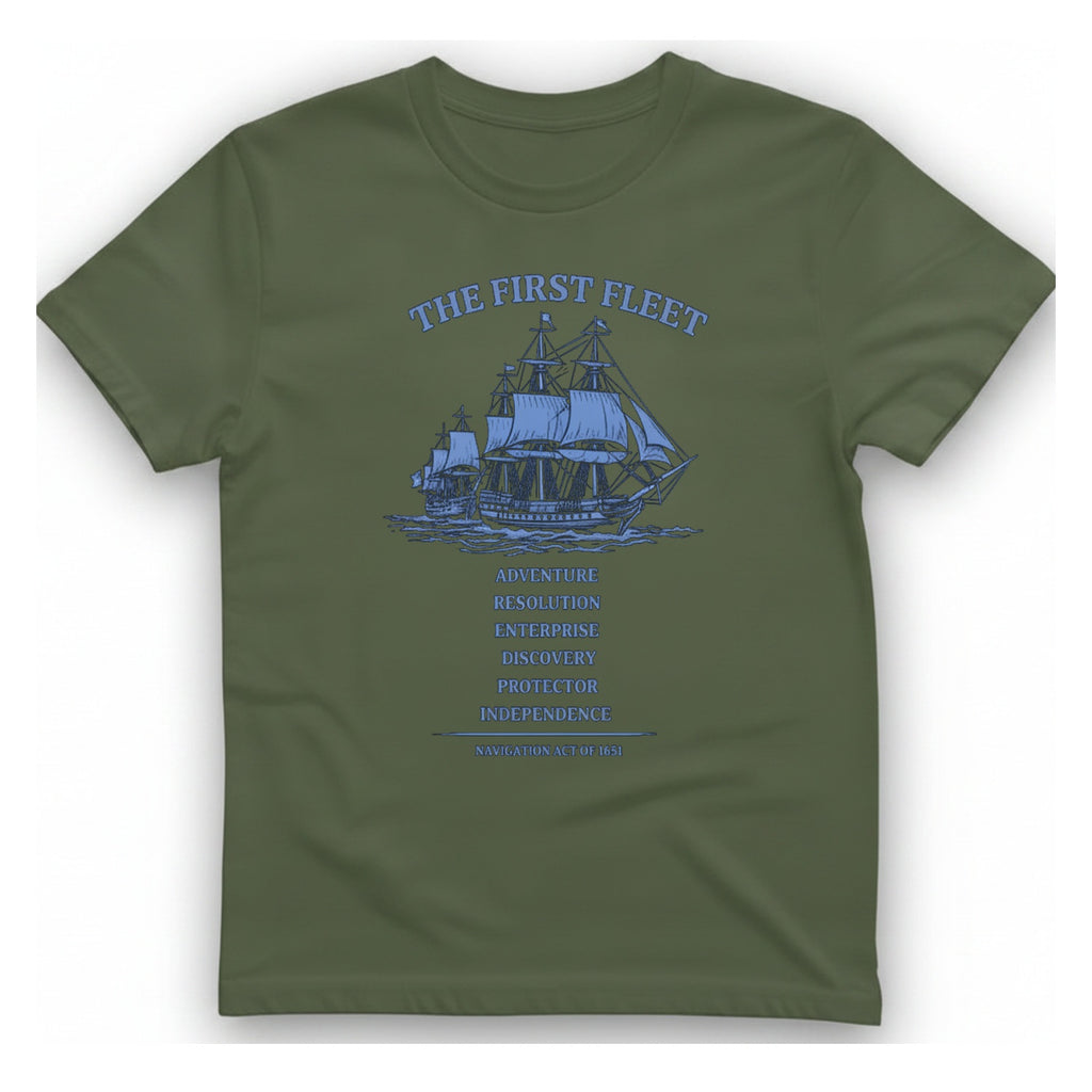 First Fleet Navigation Act T-Shirt - Military Green front