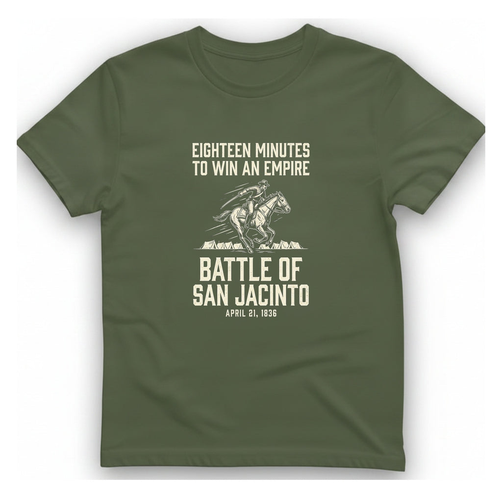 San Jacinto Eighteen Minutes T-Shirt - Military Green front