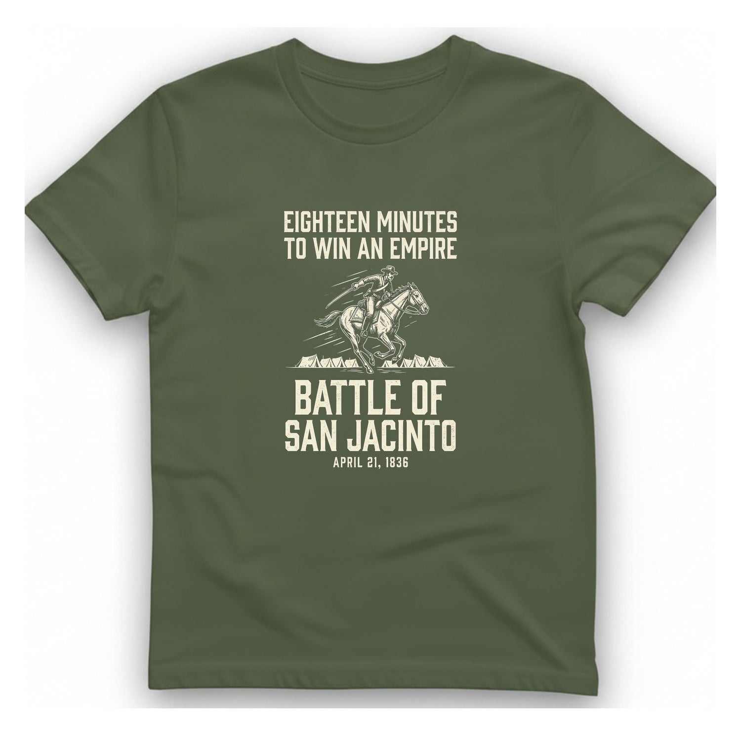 San Jacinto Eighteen Minutes T-Shirt - Military Green front
