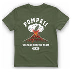 Pompeii Volcano Surfing Team T-Shirt - Military Green front