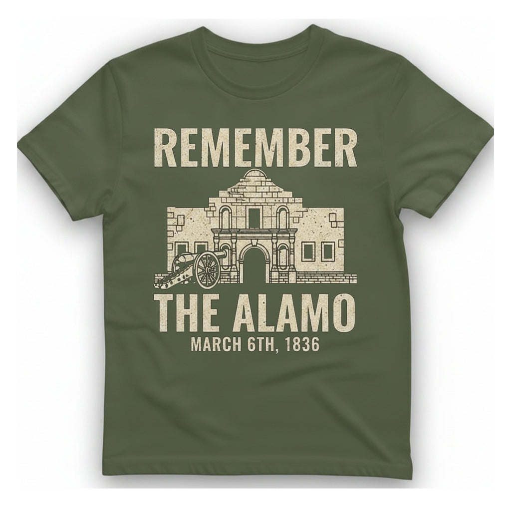 Remember The Alamo March 6Th T-Shirt - Military Green front
