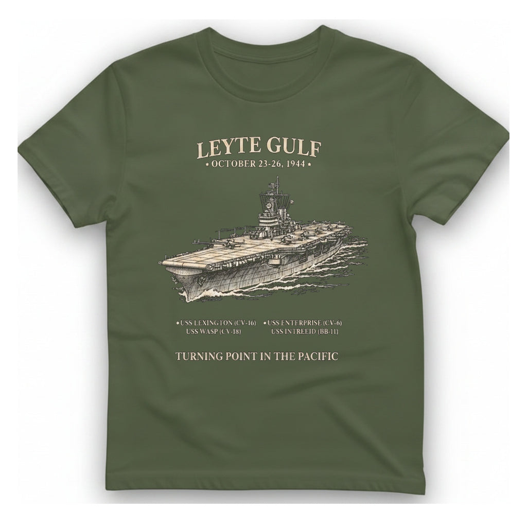 Leyte Gulf Turning Point T-Shirt - Military Green front