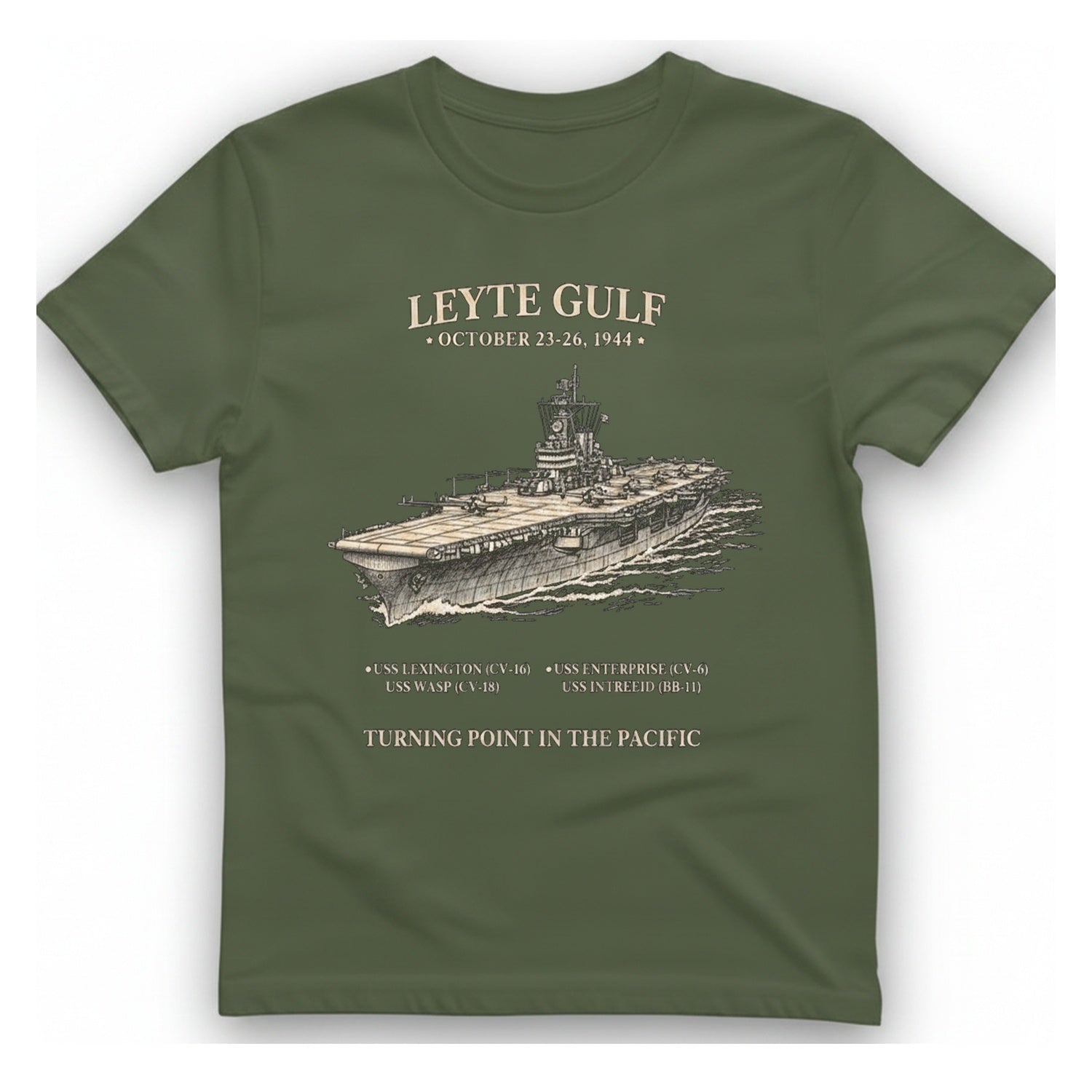 Leyte Gulf Turning Point T-Shirt - Military Green front
