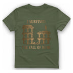 I Survived The Fall of T-Shirt - Military Green front