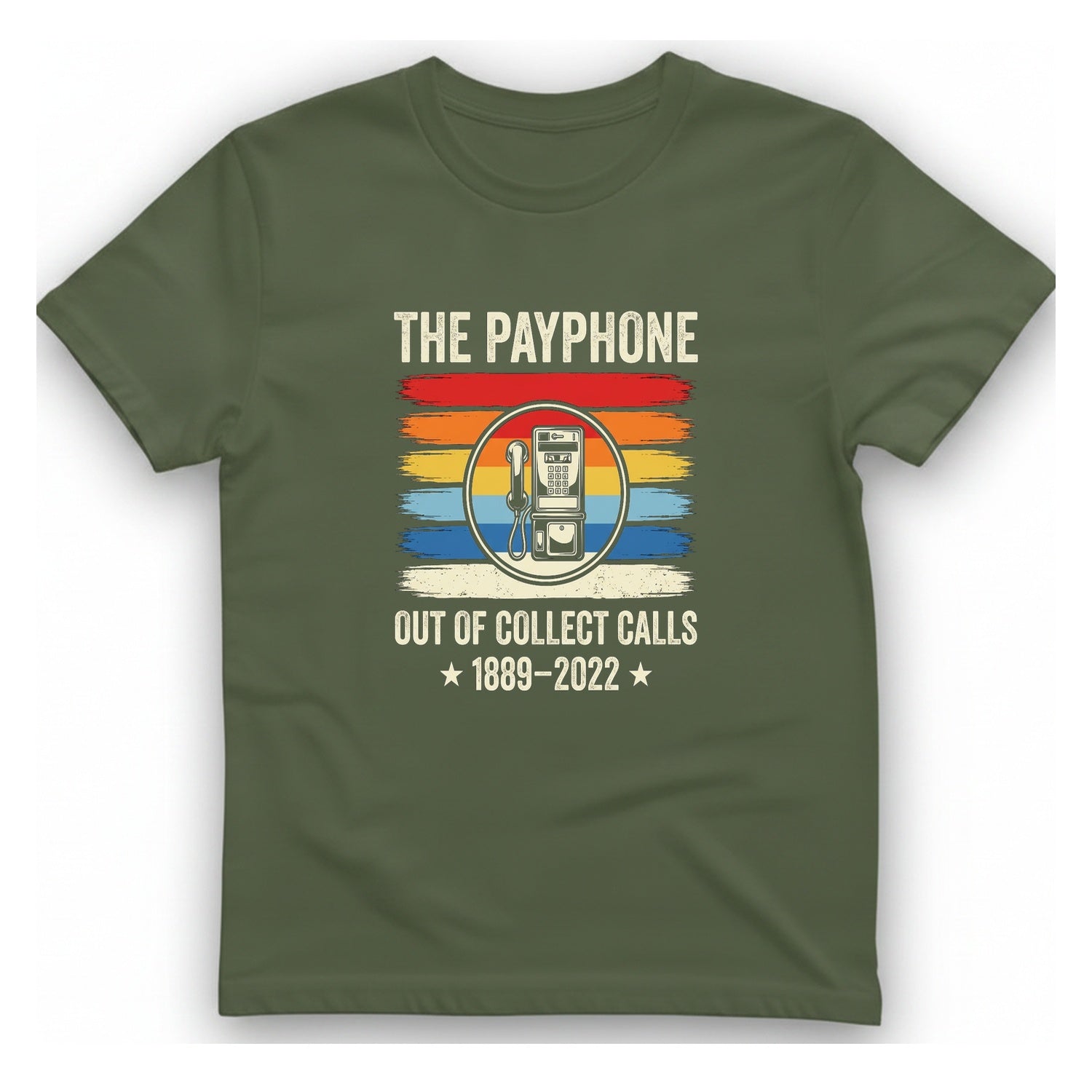 Public Payphone Memorial T-Shirt - Military Green front