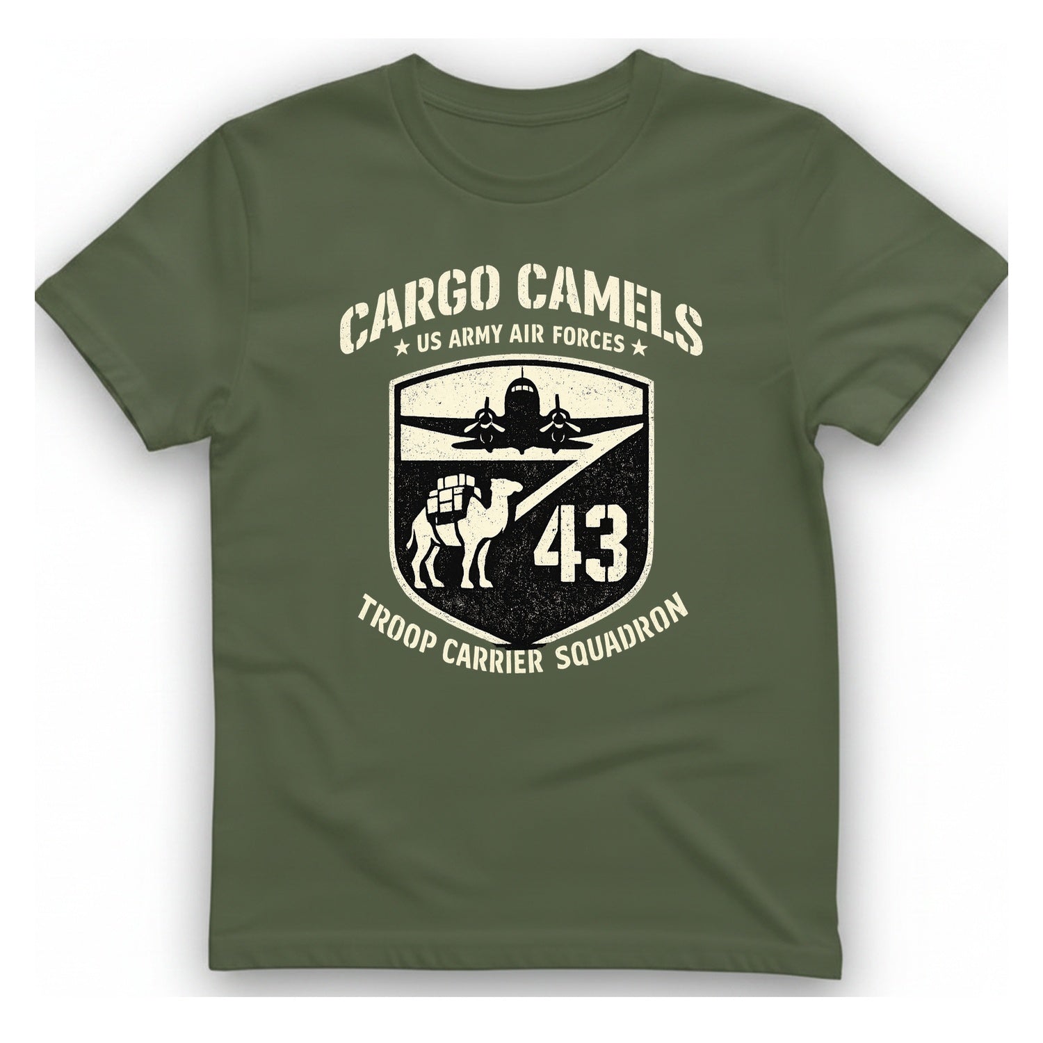 Cargo Camels WWII Usaaf Troop T-Shirt - Military Green front