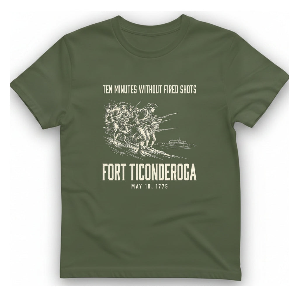 Fort Ticonderoga Ten Minutes T-Shirt - Military Green front