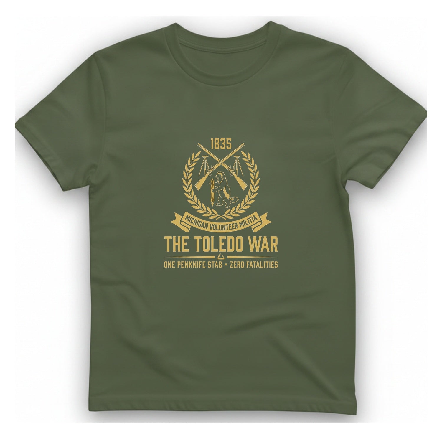 The Toledo War Michigan Volunteer T-Shirt - Military Green front