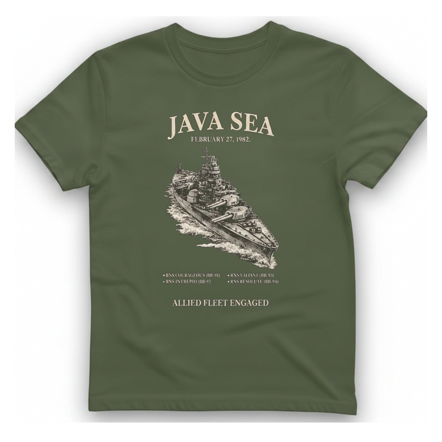 Java Sea Engagement T-Shirt - Military Green front