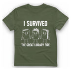 I Survived The Great Library T-Shirt - Military Green front