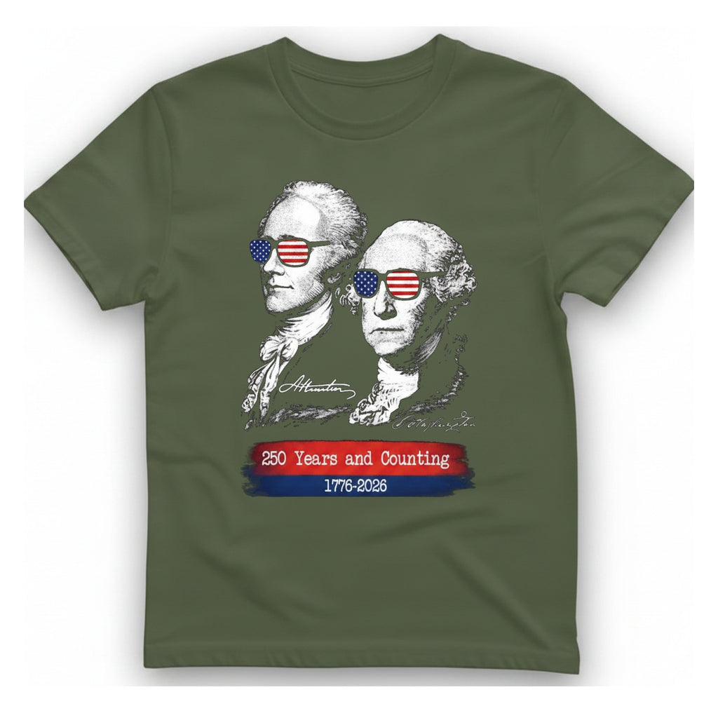 Founding Fathers Shades T-Shirt - Military Green front