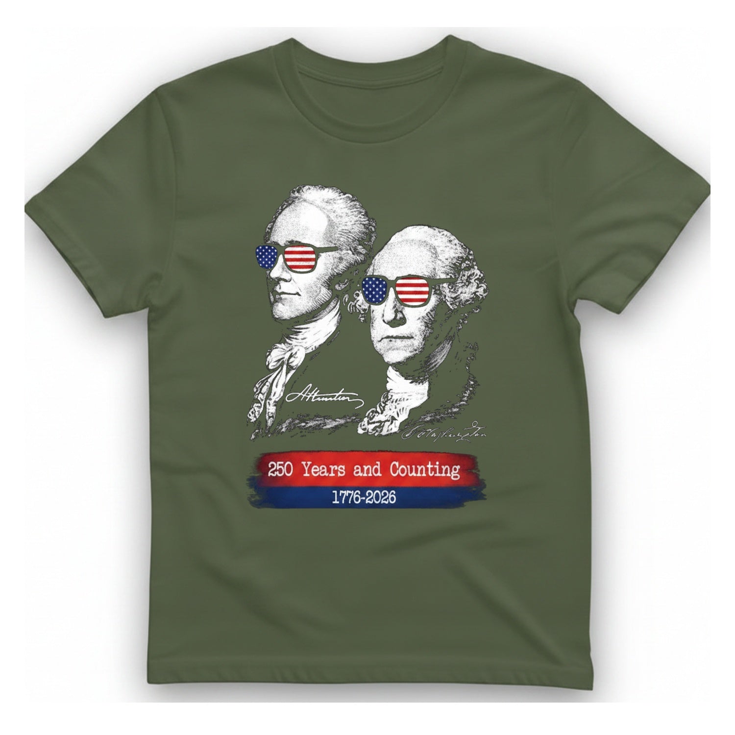 Founding Fathers Shades T-Shirt - Military Green front