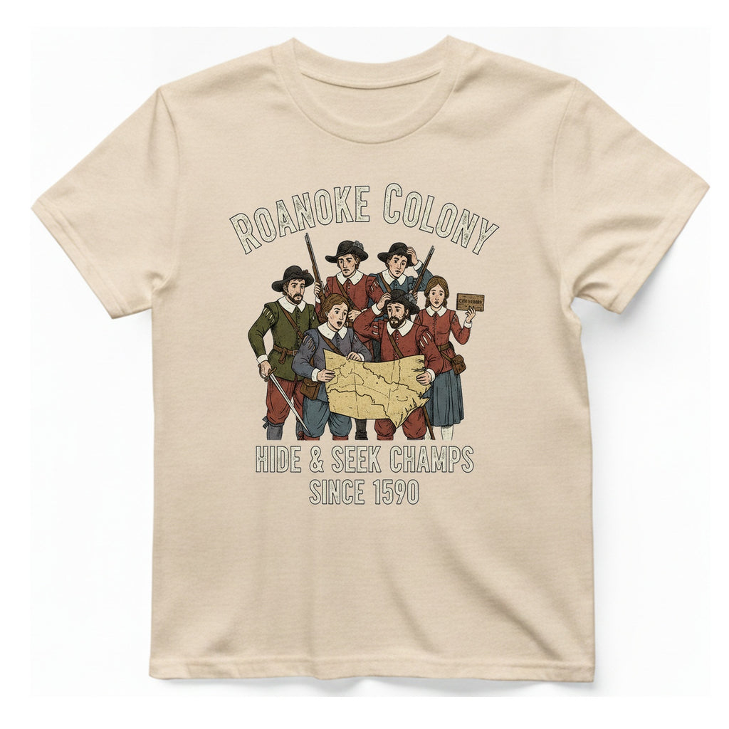 Roanoke Colony Hide And Seek T-Shirt - Natural front