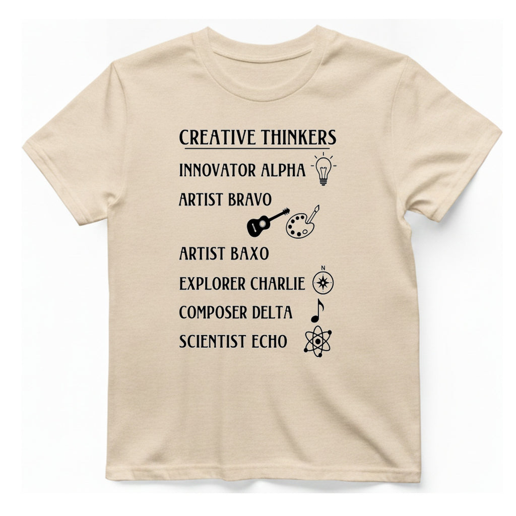 Creative Thinkers List T-Shirt - Natural front
