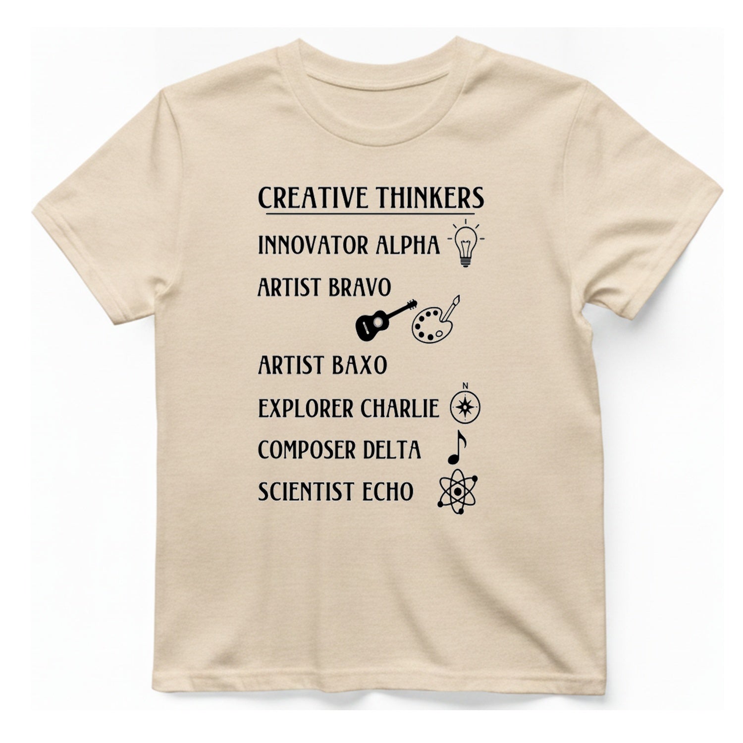 Creative Thinkers List T-Shirt - Natural front