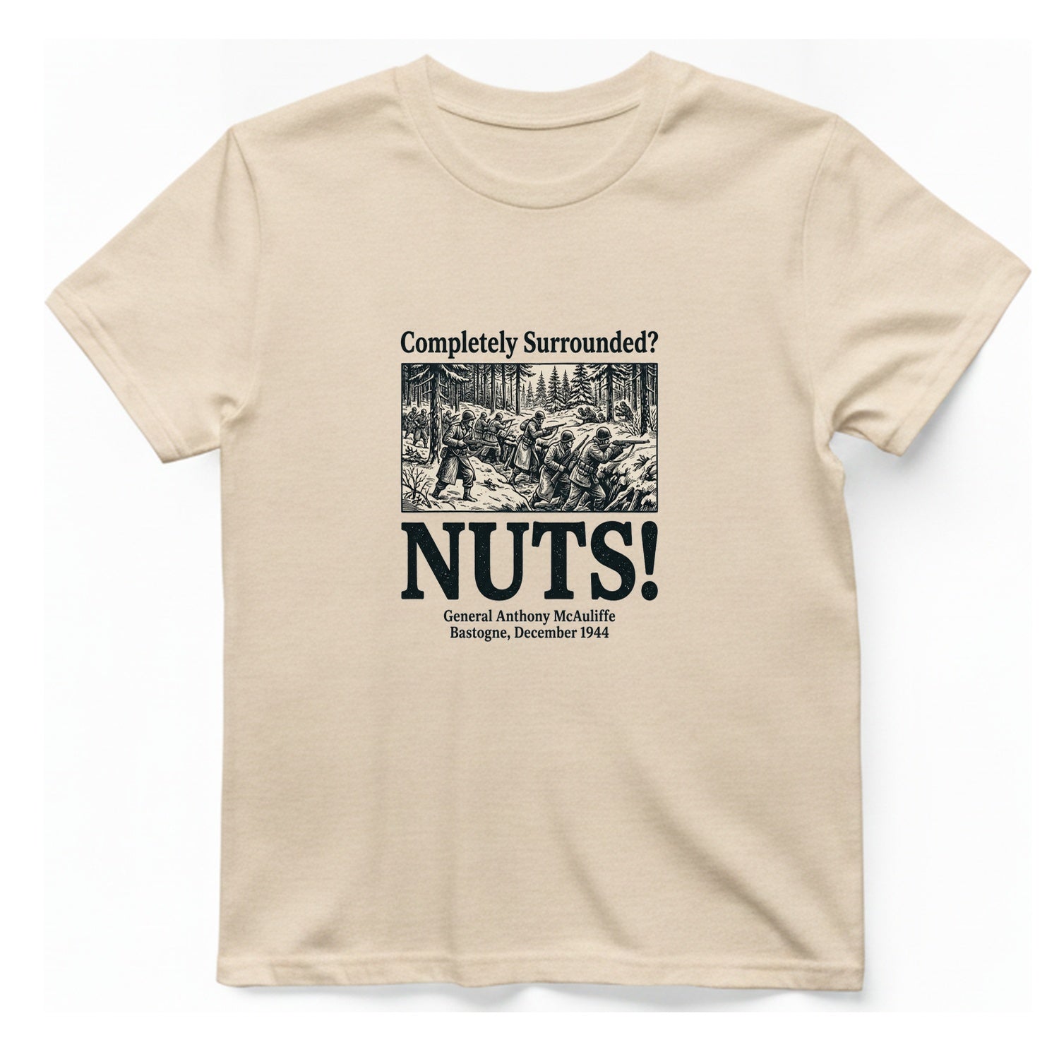 Bastogne Nuts Defiance T-Shirt - Natural front
