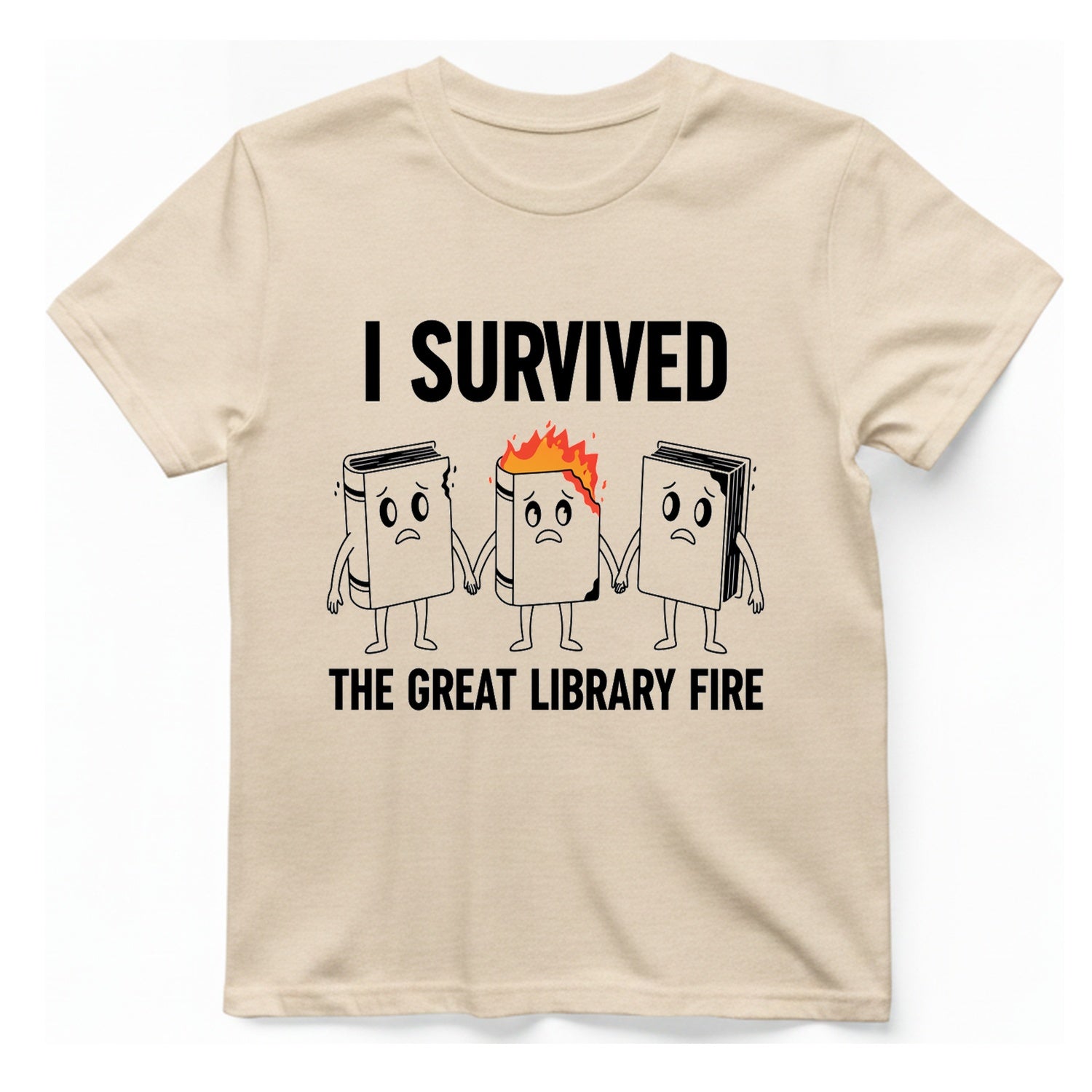 I Survived The Great Library T-Shirt - Natural front