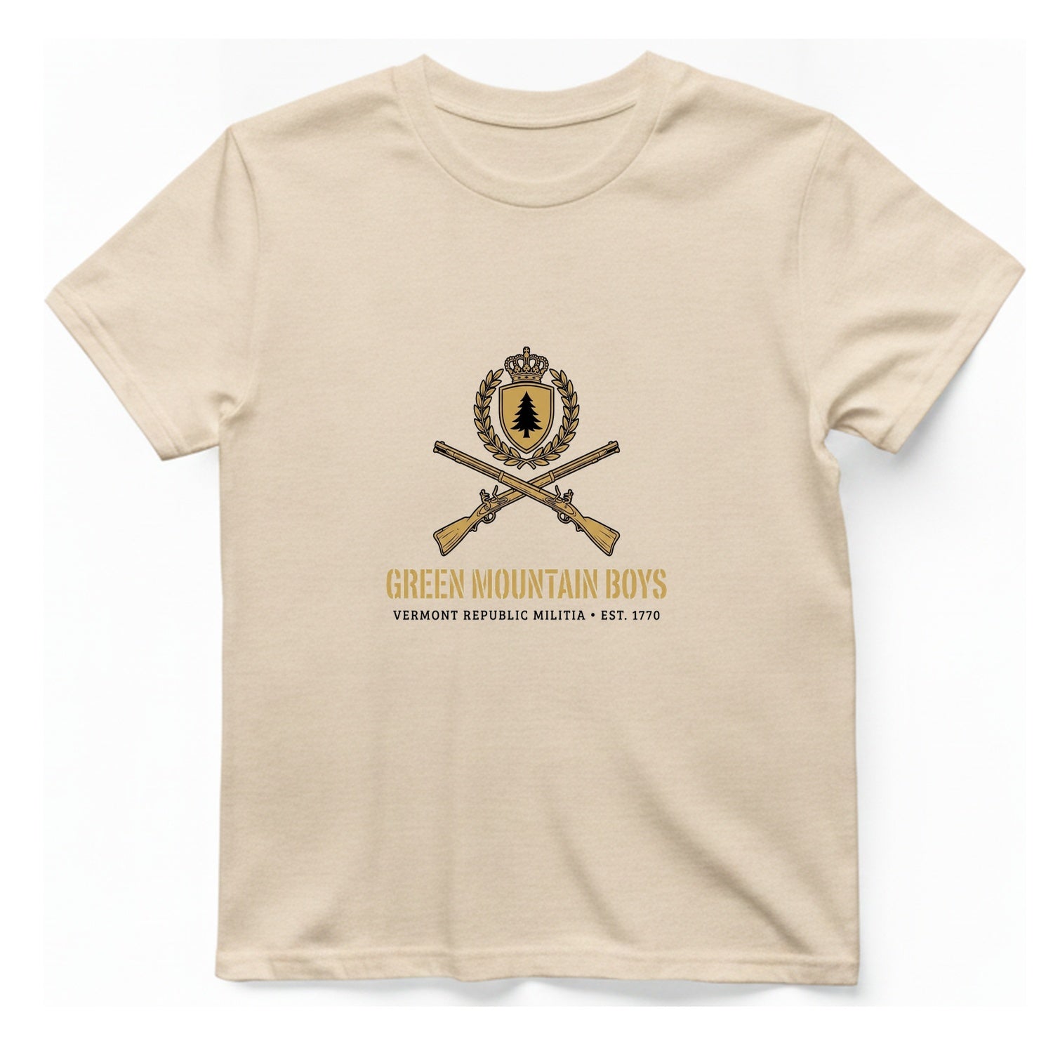 Green Mountain Boys Crest T-Shirt - Natural front
