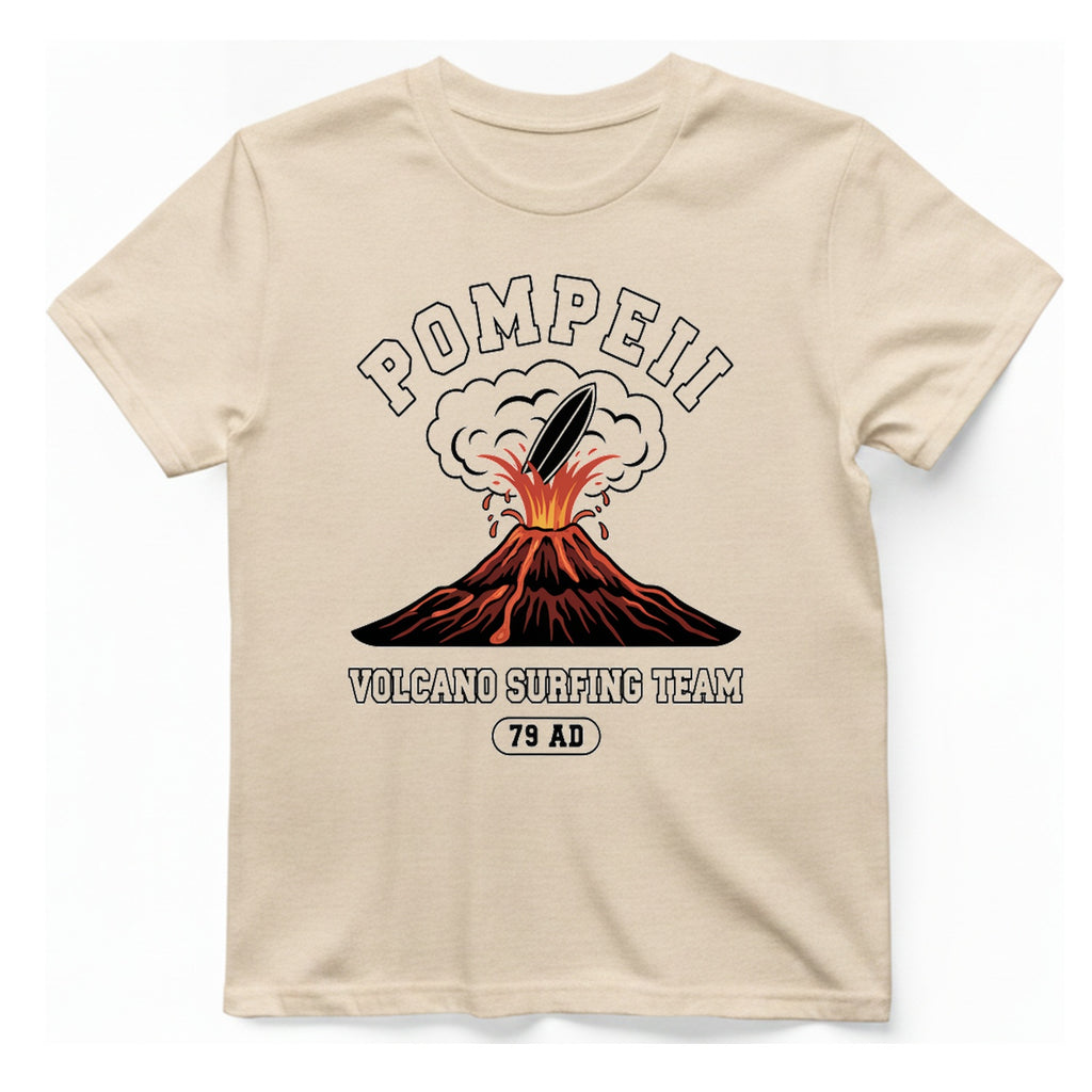 Pompeii Volcano Surfing Team T-Shirt - Natural front