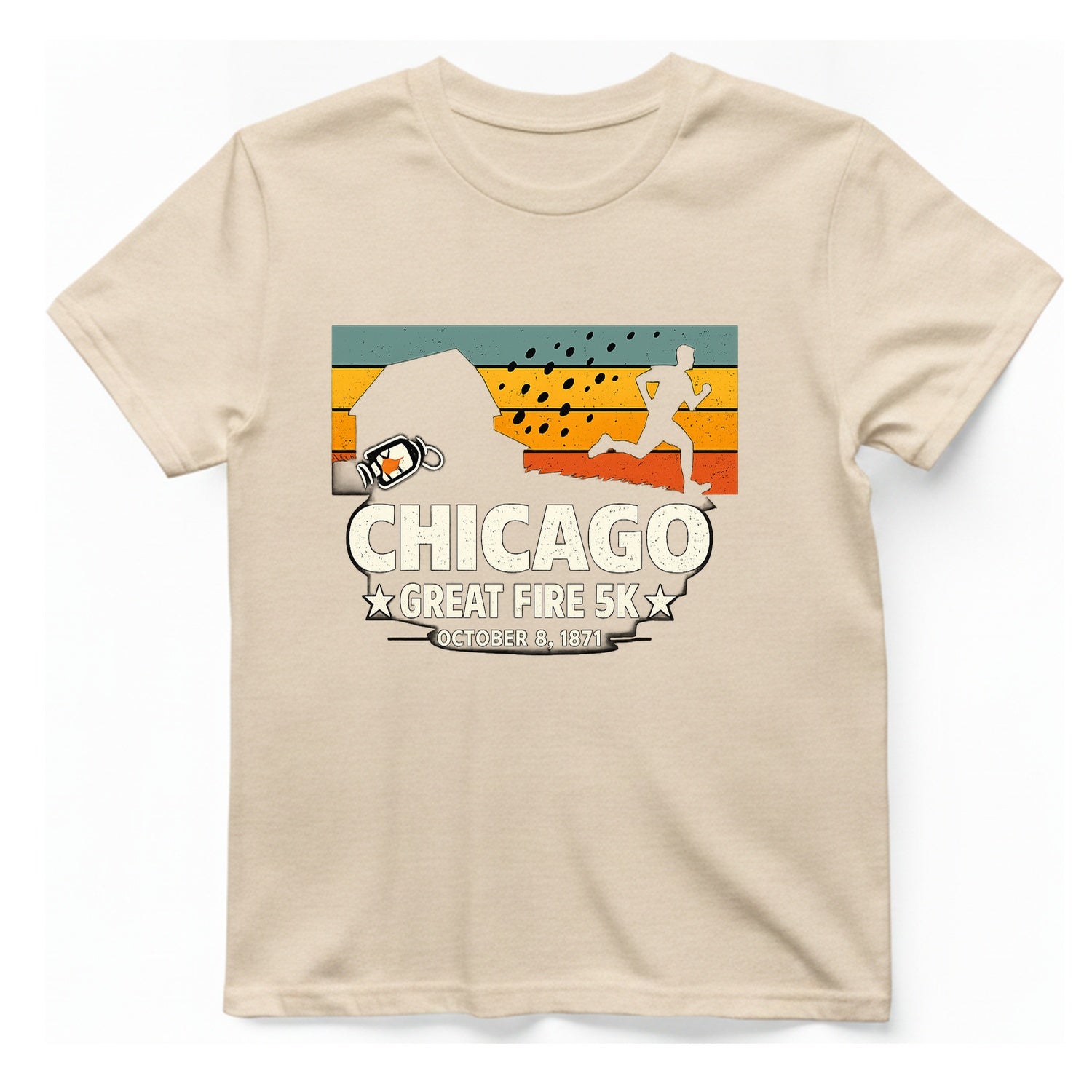 Chicago Great Fire 5K Retro T-Shirt - Natural front