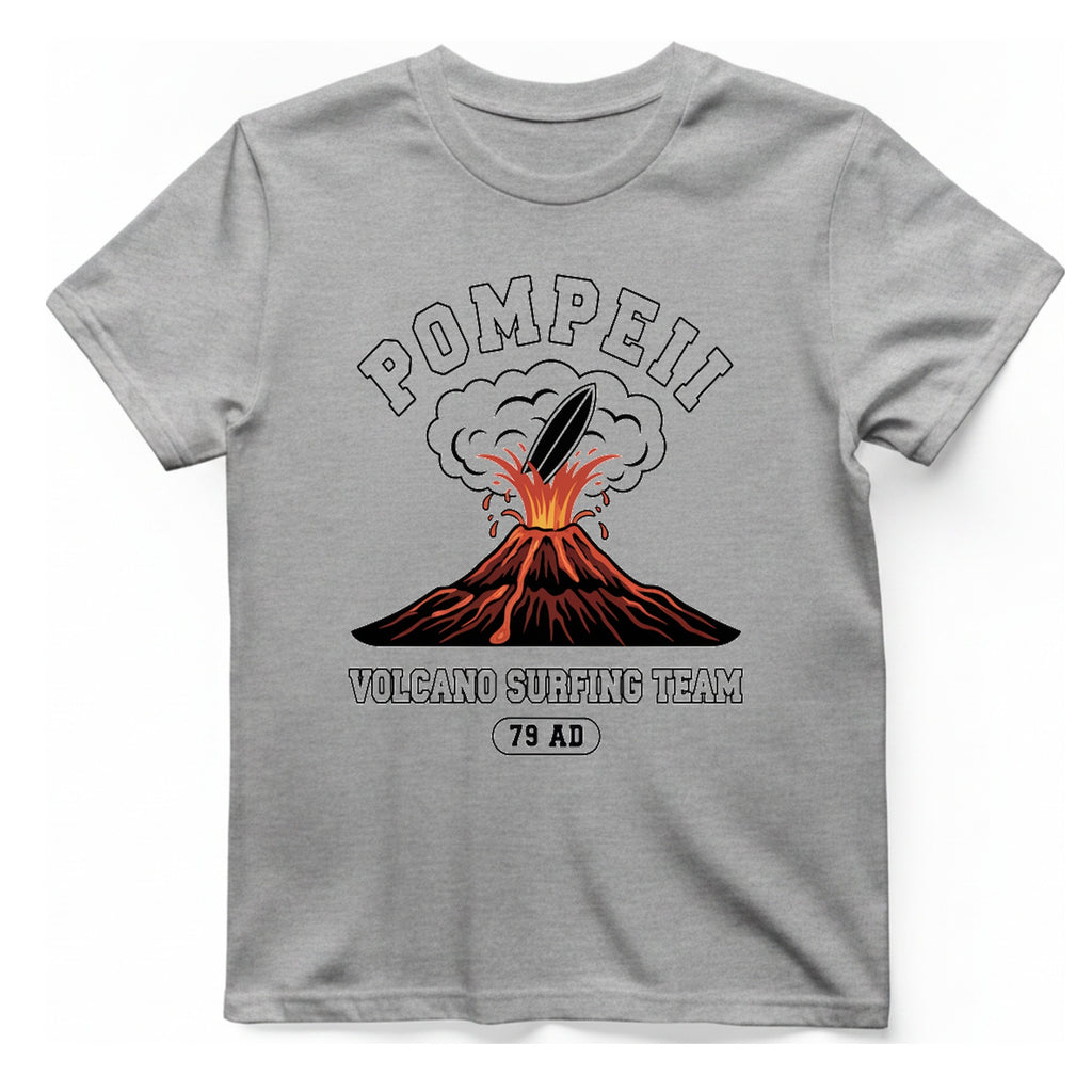 Pompeii Volcano Surfing Team T-Shirt - Sport Grey front