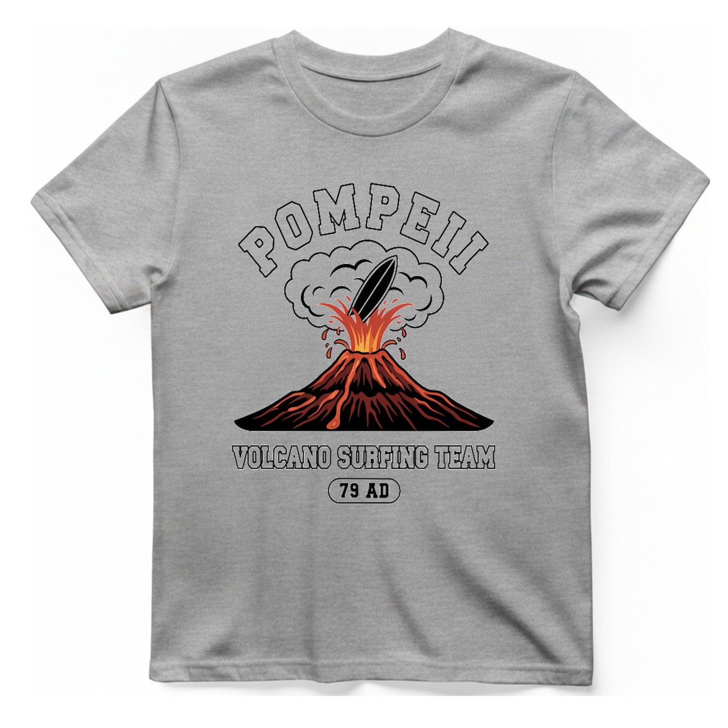 Pompeii Volcano Surfing Team T-Shirt - Sport Grey front