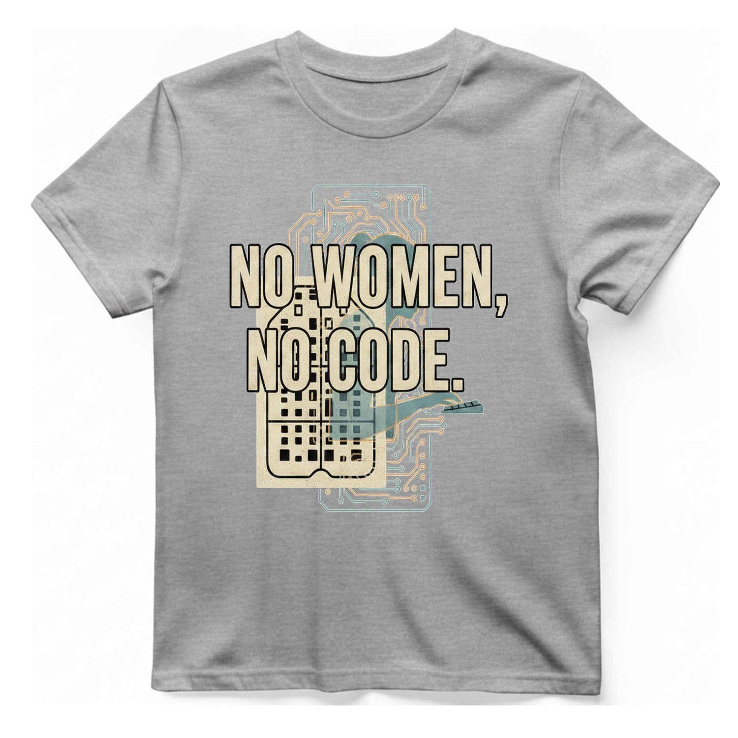 No Women No Code T-Shirt - Sport Grey front
