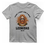 Leonidas Fight Like Man T-Shirt - Sport Grey front