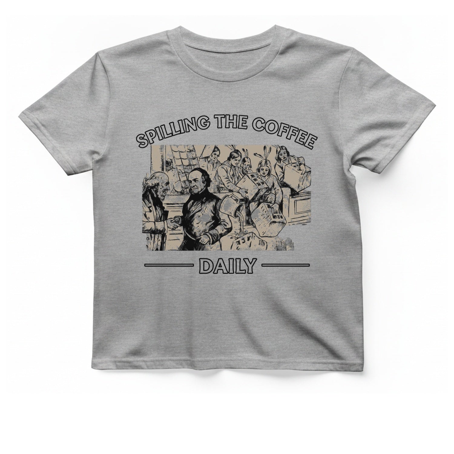 Spilling The Coffee Daily T-Shirt - Sport Grey front
