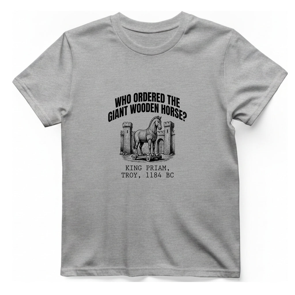 Trojan Wooden Horse T-Shirt - Sport Grey front